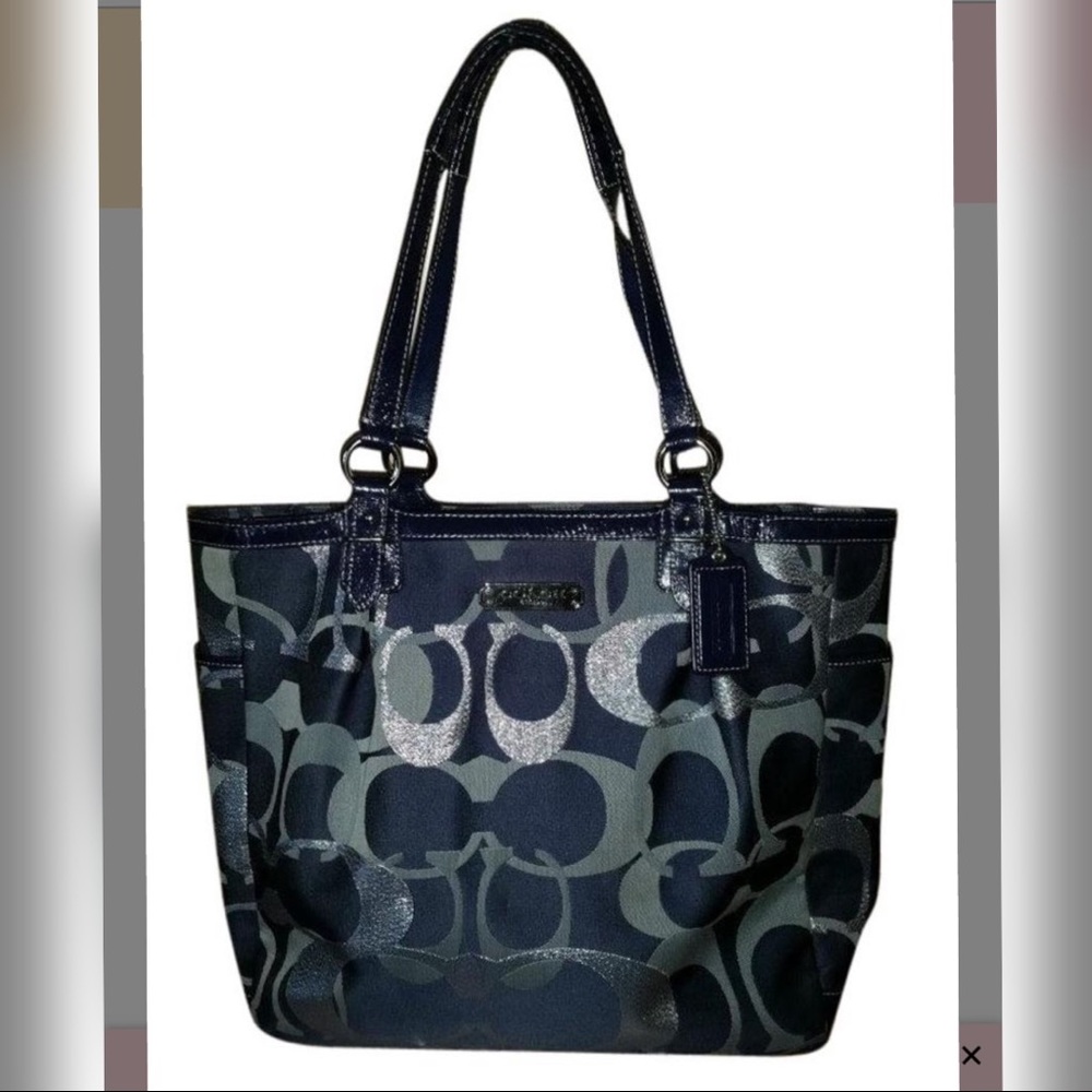 SOLD Coach Gallery Optic Metallic Signature Tote
